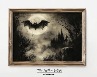 Vintage Bat Print: Spooky Halloween Home Decor (Digital Download)