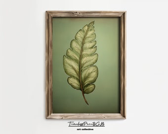 Grünes Blatt Botanische Kunstdruck: Grüne Wandbemalung (Digitaler Download)