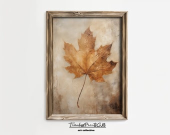 Vintage Maple Leaf Print: Rustic Autumn Botanical Art (Digital Download)