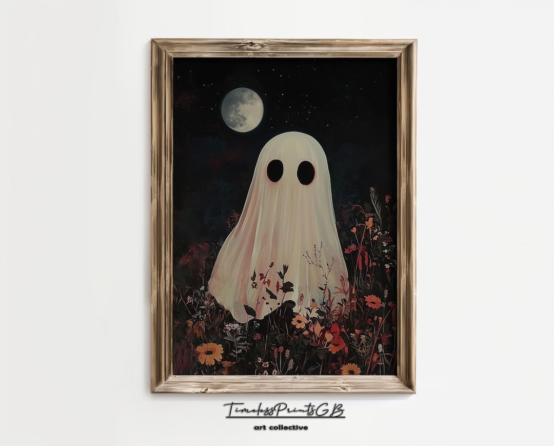 Floral Ghost Art Print: Vintage Halloween Home Decor (digital Download ...