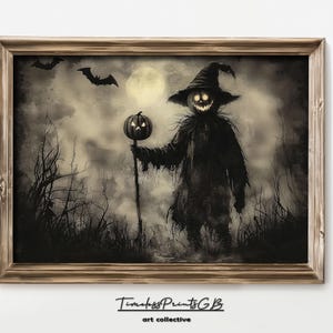 Vintage Halloween Vogelscheuche zum Ausdrucken | Lustige Vogelscheuche Print | Gruselige Vogelscheuche Wandkunst | Vogelscheuche Poster Kunst | Gruseliges Wohndekor