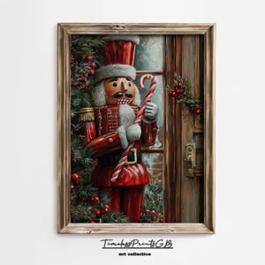 Christmas Nutcracker Wall Art Nutcracker Toy Print with a Candy Cane Living Room Decor Vintage Holiday Home Decor Nursery Room Decor