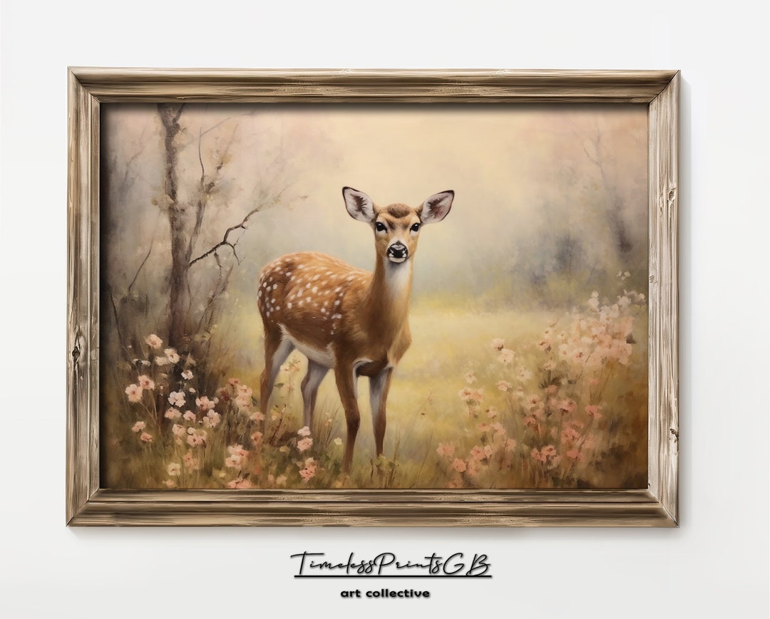 Printable Deer in the Forest Wall Art Deer Spring Decor Animal ...