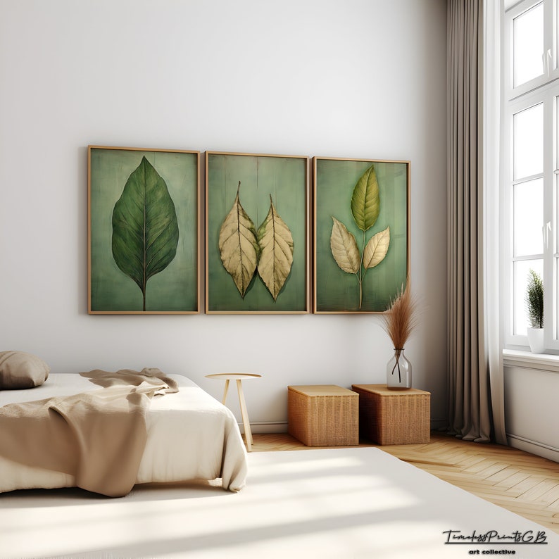 Set of 3 Leaf Wall Art Printable Set | Leaf Set Home Decor | Leaves ...