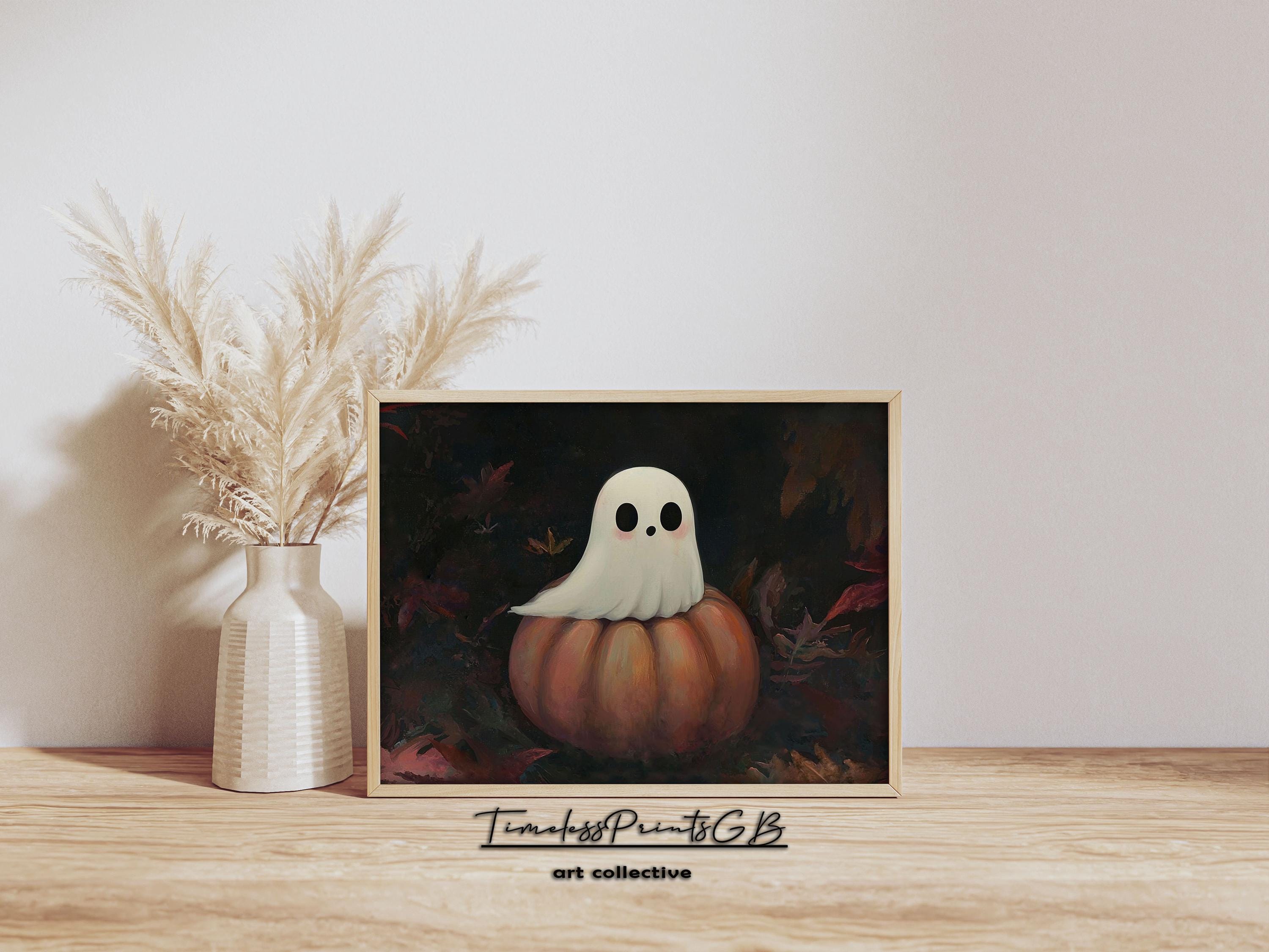 Vintage Halloween Printable Cute Ghost Print Funny Ghost With Pumpkin ...