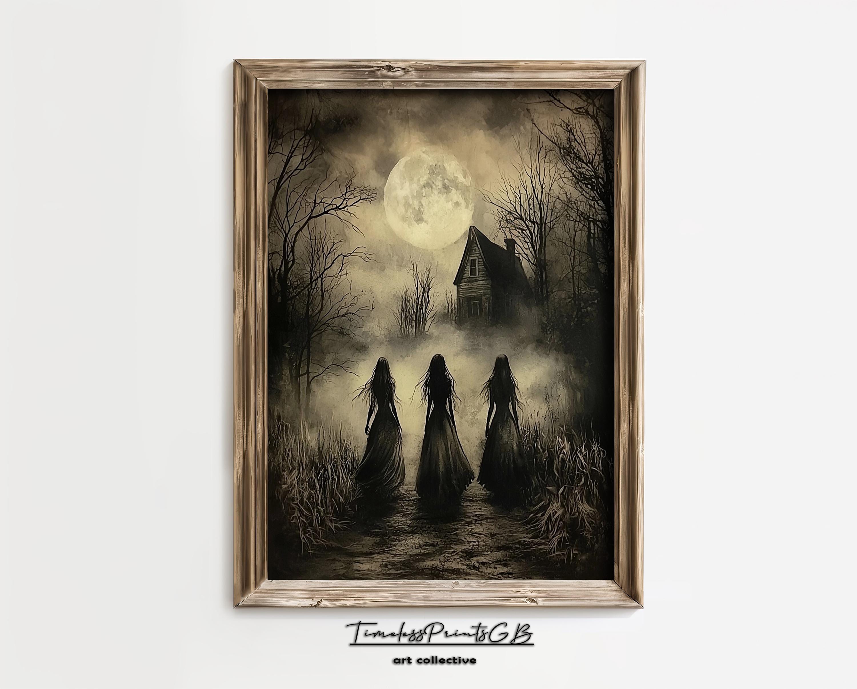 Spooky Ghosts Wall Art | Ghost Woman Poster Art | Vintage Halloween ...