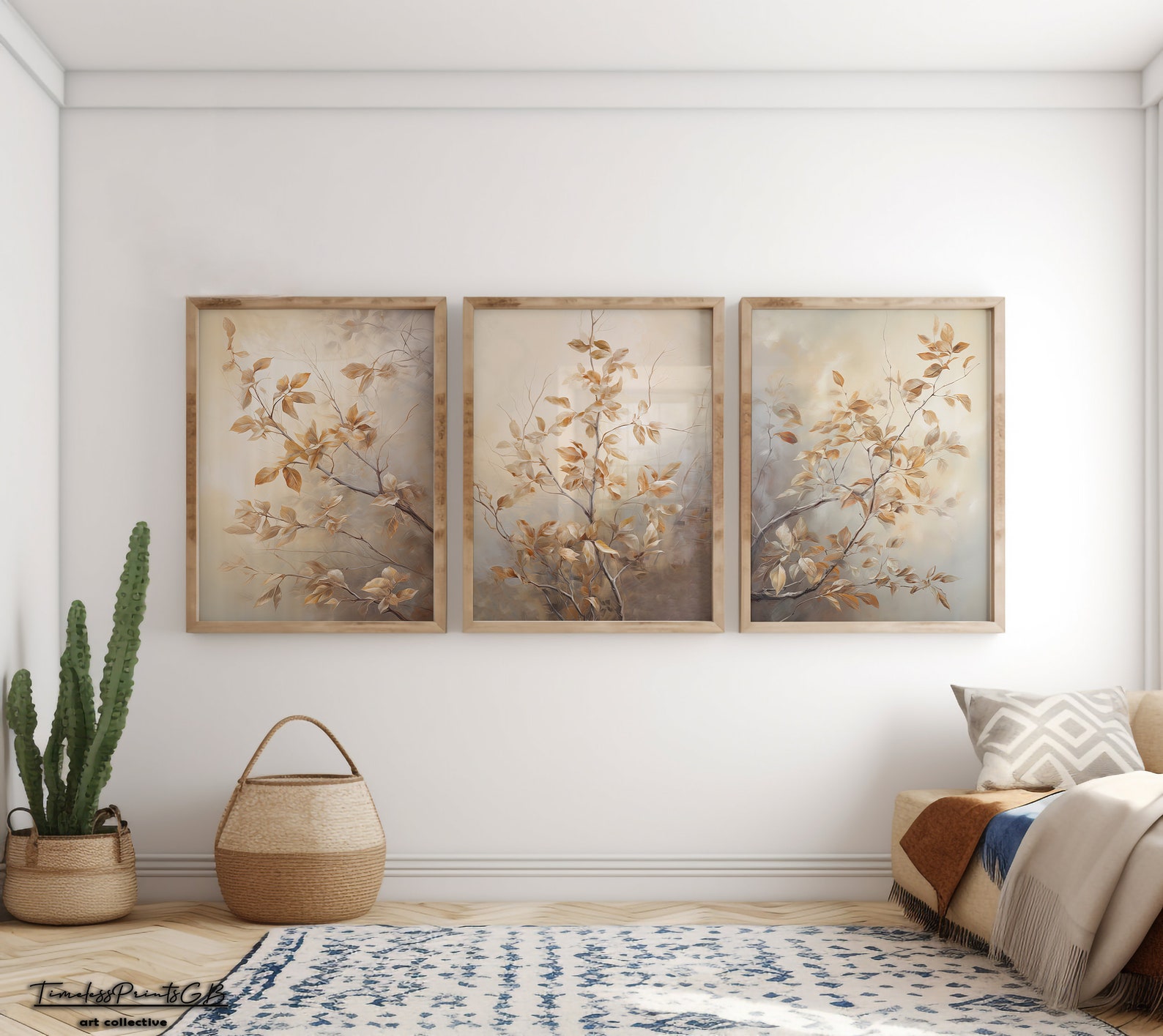 Set of 3 Neutral Home Decor Branch Wall Art Set Tree Branch Printable