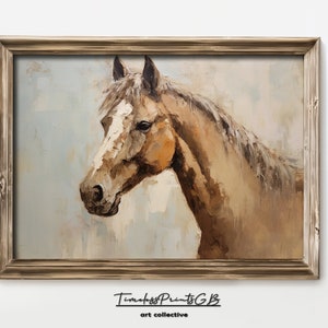 Vintage Horse Portrait Print: Abstract Brown Animal Wall Art (Digital Download)