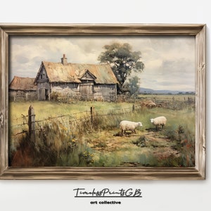 Vintage Country Landscape Wall Art Farm Life Scenery Print Animal ...