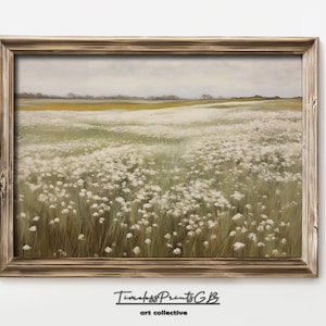 Vintage Landscape Wall Art Spring Meadow Painting Flower Field Poster Country Field Home Decor Digital Download Spring Decor