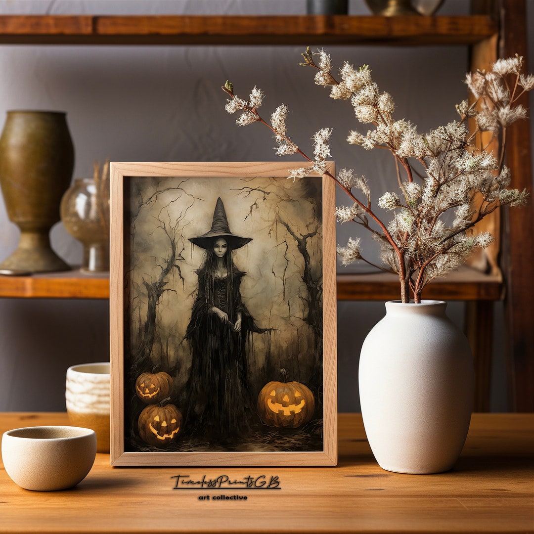 Halloween Vintage Witch Printable Halloween Witch Wall Art Print Rustic ...