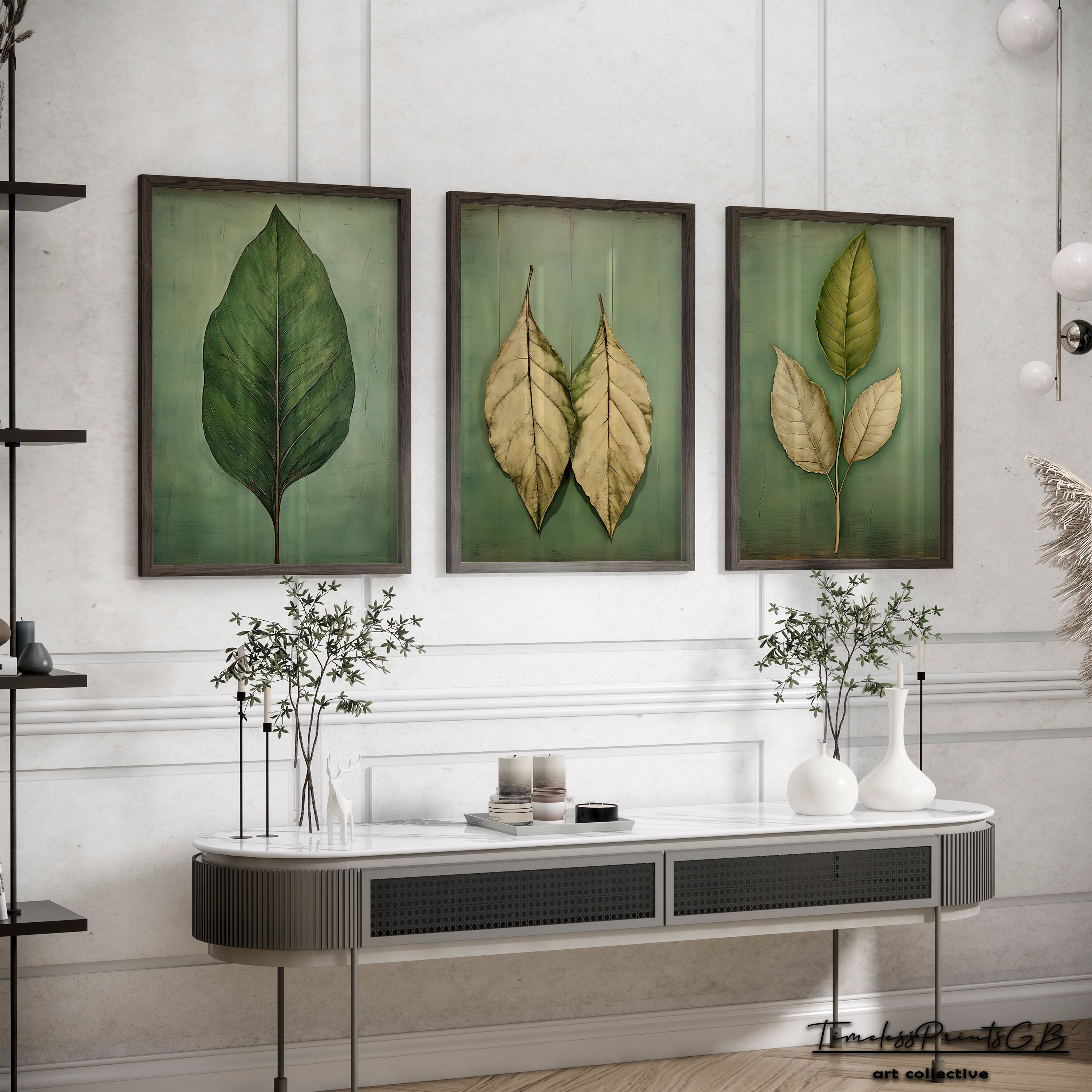 Set of 3 Leaf Wall Art Printable Set | Leaf Set Home Decor | Leaves ...