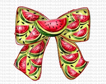Laço de coquete de melancia PNG, Laço de verão PNG, Clipart de laço de fruta suculenta, Laço de melancia PNG, Decoração de festa de melancia, Clipart de laço tropical