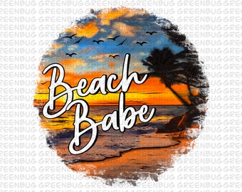 Beach Babe Design PNG, Sublimatie Design, Zomerleven, Wave Png, Strand Png, Zomer Png, Digitale Download, Beach Babe Png, Zonsondergang, Strandleven