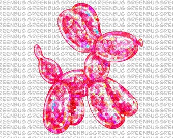 Pink brushstroke Balloon Dog PNG, Valentine Balloon Animal Clipart, Coquette Heart Balloon Dog, Cute Brushstroke Valentine PNG,valentine png