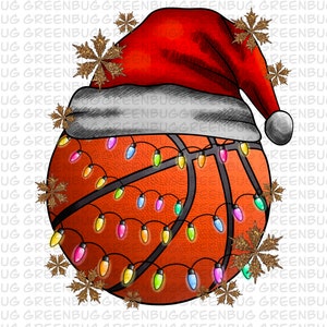 Christmas Basketball Sublimation Png, Basketball Christmas, Basketball Png, Christmas Basketball Ball Santa Hat Png, Basketball Santa Hat