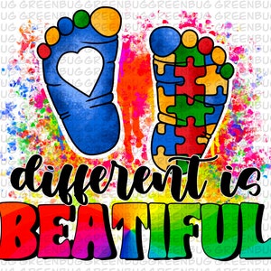 Different is beautiful Autism png sublimation design download, Autism Awareness png, Autism heart png, sublimate designs download
