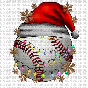 Christmas Baseball Ball Sublimation Png, Baseball Christmas, Baseball Png, Christmas Baseball Ball Santa Hat Png, Baseball Ball Santa Hat