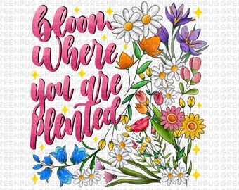 Bloom where you are planted png, floral cowboy boot png, retro flower png, retro western png, boho western png, floral png, boho floral png