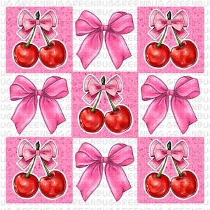 Checked Cherry coquette png, Love you cherry much png, cherry coquette png, pink valentine coquette png, valentine png, retro valentine png