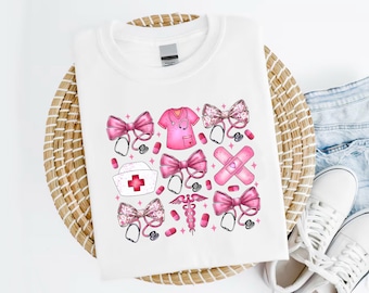 Nurse Chinoiserie Coquette Bow png, Nurse coquette bow png sublimation design download, Nurse life png, Nursing png, Nurse love png,Pink bow