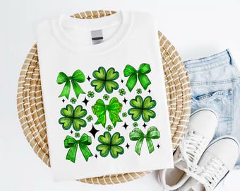 Coquette Patrick's Day Bow Png, Patrick Day Png, Shamrock Lucky Bow Png, Trendy Png, Irish Patrick Day Shirt Design, Brushstroke, Green Day