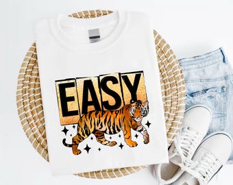 Trendy retro T-Shirt Design – Funny Quote PNG with Tiger Graphic - Humorous Print for sublimation and dtg printing - Vintage girl printable