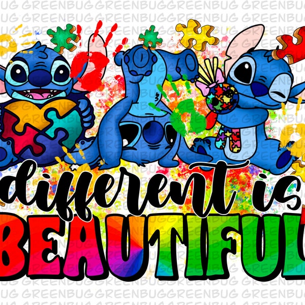 Different is beautiful Autism png sublimation design download,Autism Awareness png,Autism heart png,sublimate designs download,autism stitch