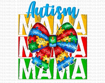 Autism Mama PNG, Autism Awareness Coquette Png, In April We Wear Blue Png, Checkered Autism Bow PNG, Special Education Png, Neurodiversity