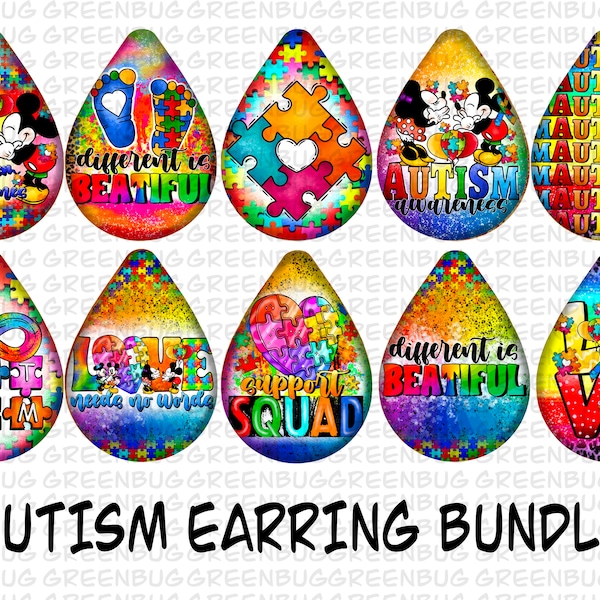 Autism awareness teardrop earrings bundle png sublimation design download, Autism life png, Autism png, sublimate designs download,earrings