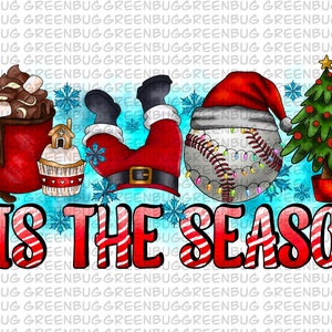 Tis The Season Christmas Baseball Png, Baseball Png, Merry Christmas Png, Christmas Baseball Png, Digital Download