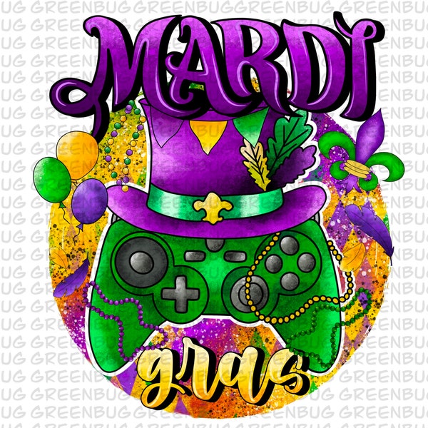 Mardi Gras gamer png sublimation design download, Happy Mardi Gras png, Mardi Gras carnival png, sublimate designs download