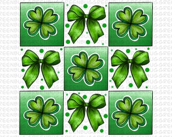 Coquette St Patrick's Day Png Retro Checkered St Patty's Day png Lucky Shamrock PNG St Patricks Coquette Png Irish Png Lucky Charm Png