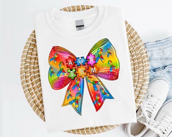 Austim Bow, Autism Png, Autism Awareness Png, Coquette Bow png, Austism Ribbon Png, Autism Design, Sublimation Design, Sublimate Design