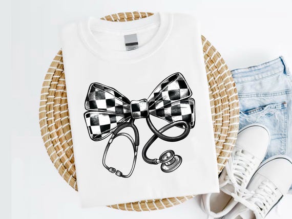 Nurse Coquette bow Png, Checkered bow png Coquette bow png Coquette clipart design trending png pink bow png soft girl aesthetic png, nurse