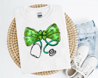 St Patricks day Nurse Png, St Patricks Day Nurse Coquette Png, St Patrick’s Day Bow Png, Nurse Png, Coquette St patricks Png, Shamrock Png