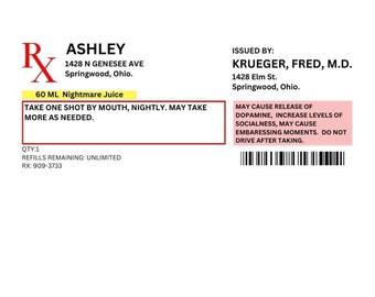 Mock Prescription Label