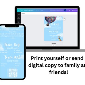 UP Baby Shower/Gender Reveal invites DIGITAL image 3