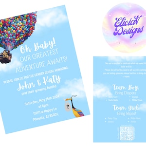 UP Baby Shower/Gender Reveal invites DIGITAL image 1