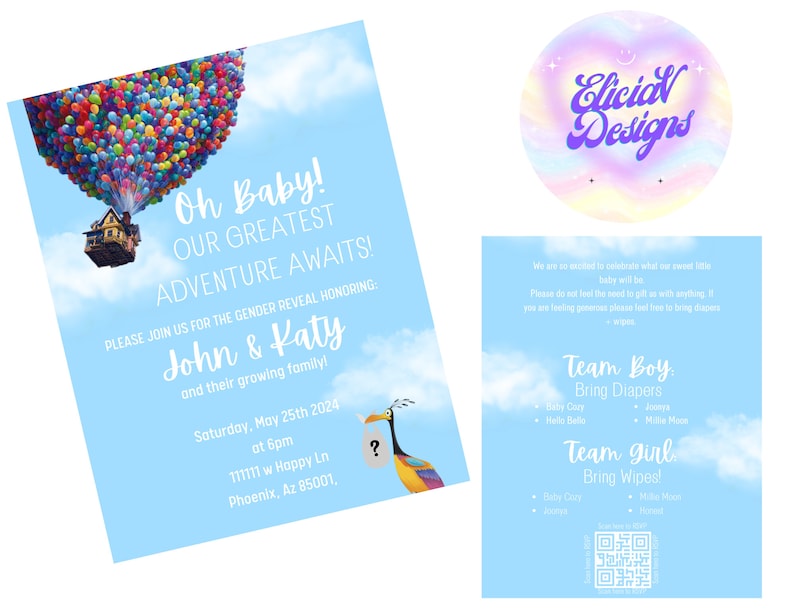 UP Baby Shower/Gender Reveal invites DIGITAL image 1
