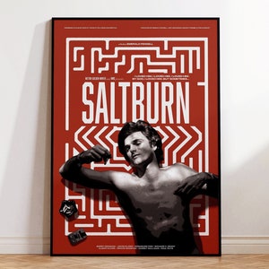 SALTBURN Vintage Style Poster, Jacob Elordi Movie Poster Print, Film Midcentury Modern Vintage Aesthetic Wall Art