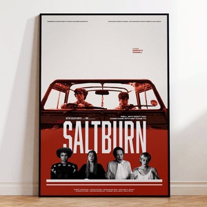 SALTBURN Vintage Style Poster, Jacob Elordi Barry Keoghan Movie Poster Print, Film Midcentury Modern Aesthetic Wall Art
