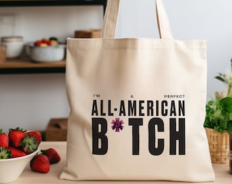 Olivia Rodrigo GUTS Tote Bag, All-American Bitch Canvas Tote, Graphic Print Shoulder Bag