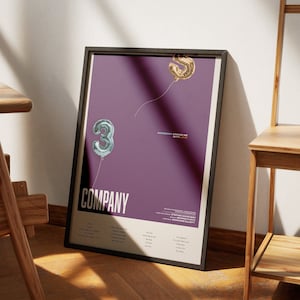 Póster de estilo vintage de la COMPAÑÍA, impresión del póster del musical de Broadway de Sondheim, arte mural estético moderno de mediados de siglo para teatro.
