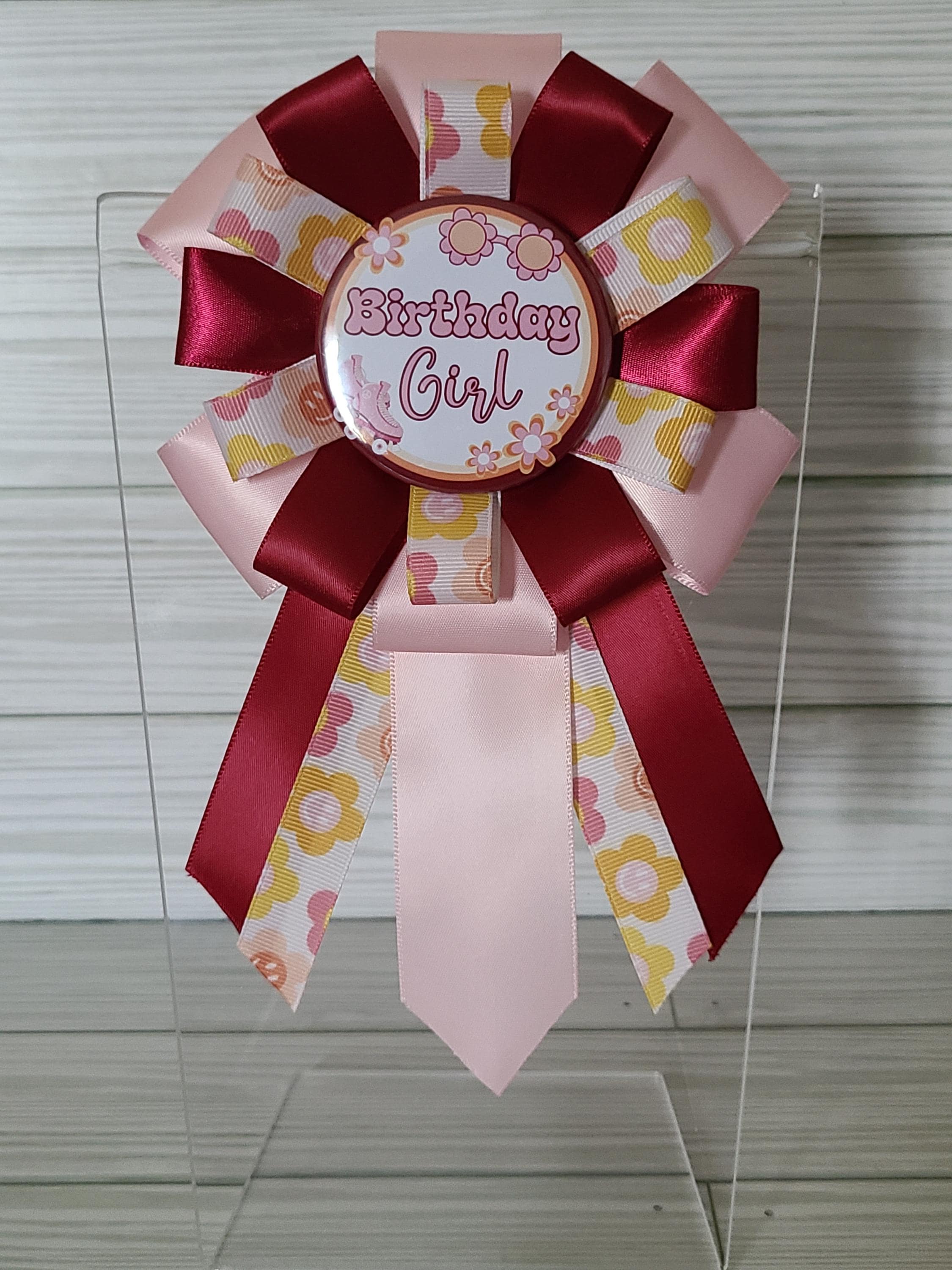Groovy Themed Birthday Pin, Birthday Ribbon, Ribbon Pin, Party Pin, Birthday Pin, Groovy Birthday Pin, Groovy Pin