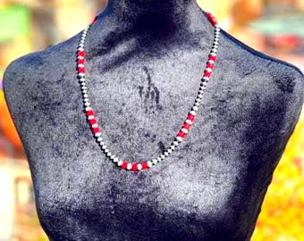 24" Coral & Sterling Silver Desert Pearl Necklace