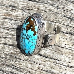 Anello Old Stock Pilot Mt Turchese e Argento Sterling (schiena aperta, adatto per taglie dalla 6 alla 9)