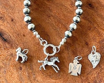 Bracelet en argent sterling à breloques, perles du désert, une breloque incluse !
