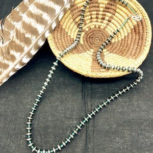 31&quot; Turquoise & Sterling Silver Saucer Navajo Pearl Necklace