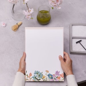 Wildblumen Briefpapier - Papier Download - Schönes Briefpapier - Rosa Blumige Designs - stationär Sofort Download Brief schreiben